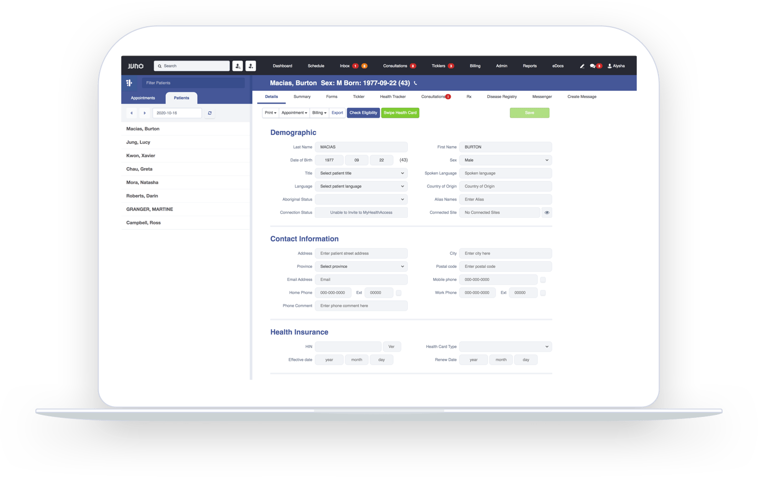 Juno EMR product image - MacBook